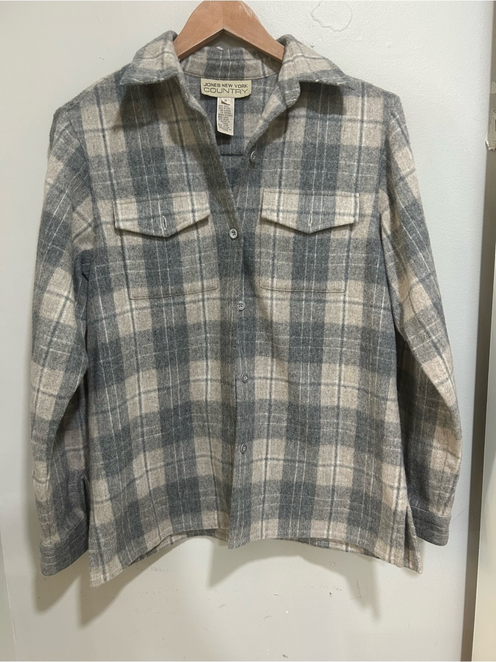 Jones New York Country 90% Wool Plaid Shacket Shirt Jacket Size 8 - Picture 8 of 8